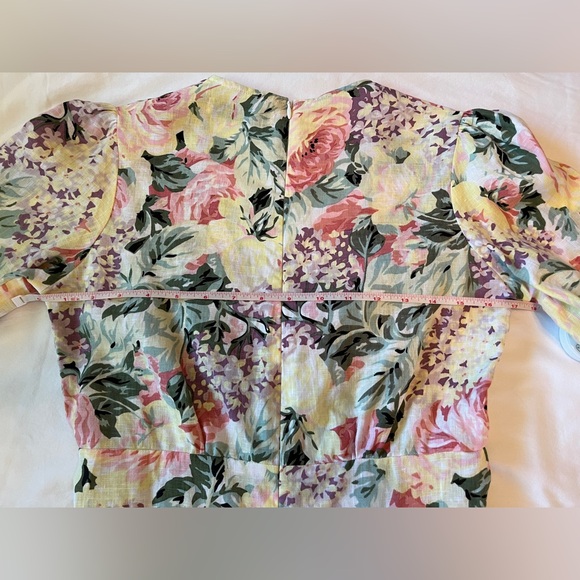 Faithfull the Brand Women’s Linen Floral Romper Yellow Pink Size 4 EUC - Picture 4 of 9